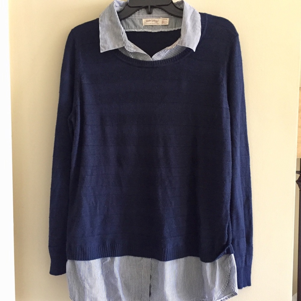 Faded Glory Sweater with Faux Button Up